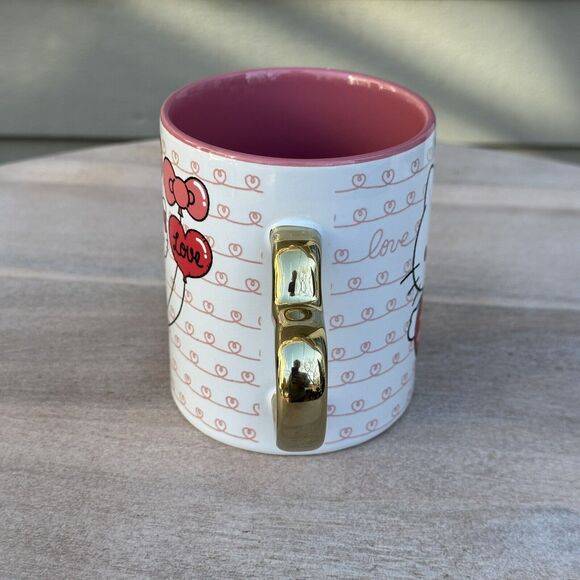 Hello Kitty Love Heart Shaped Handle Ceramic Mug Valentines Day New Sanrio - Picture 9 of 14